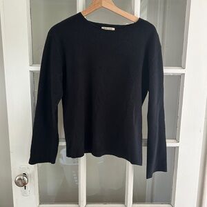 Black Crane long sleeve wool t